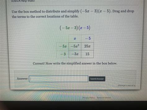 use the box method to distribute and simplify|how to use box method.